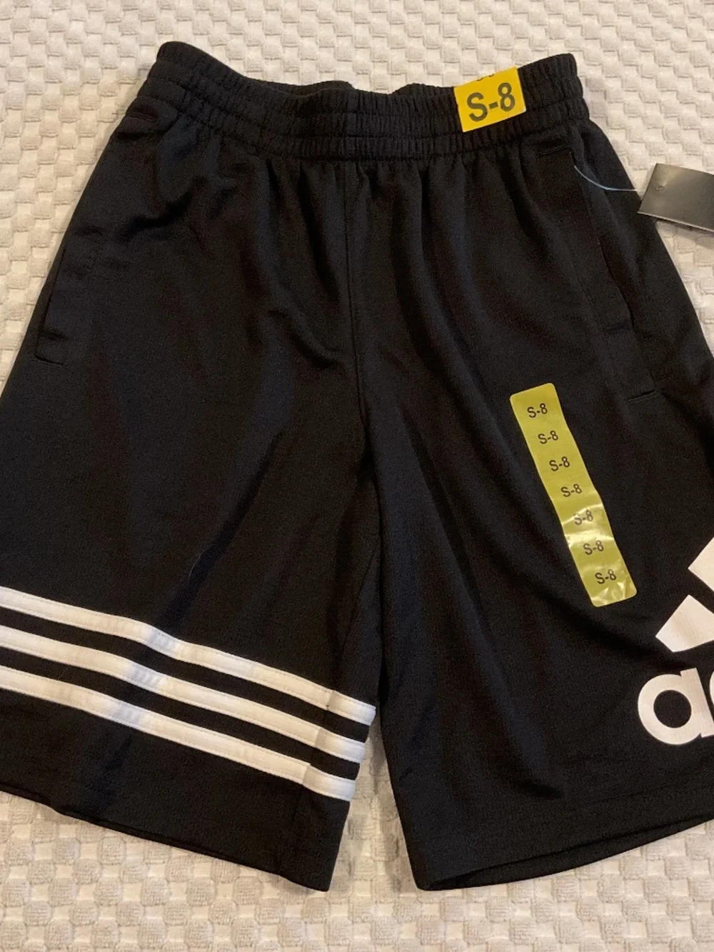 Adidas Black Athletic Shorts, Boys Size 8. New With Tags!